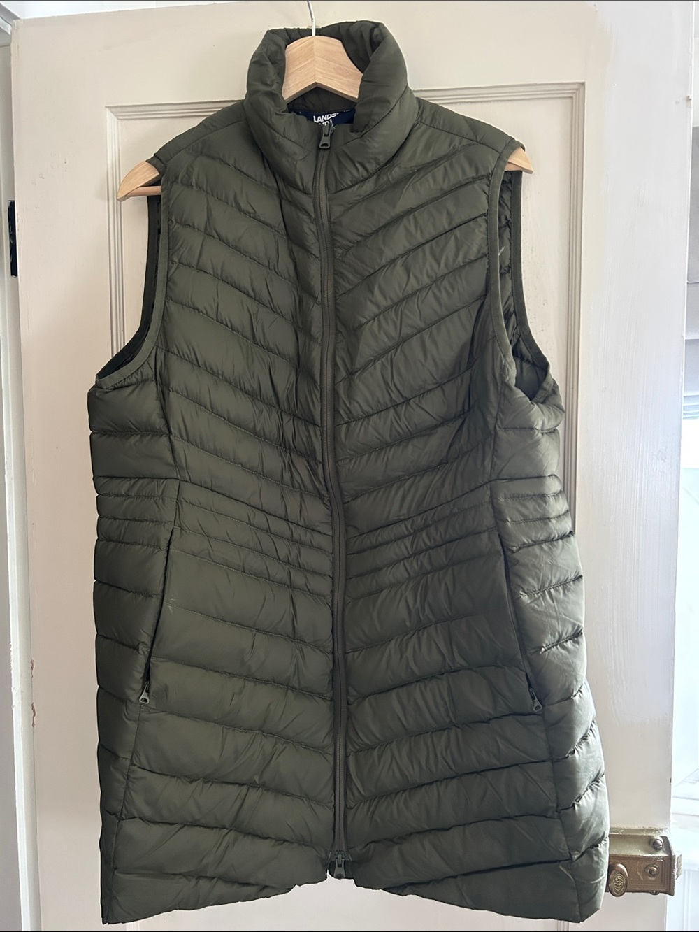 Lands' End Olive Green Quilted Packable Puffer Vest